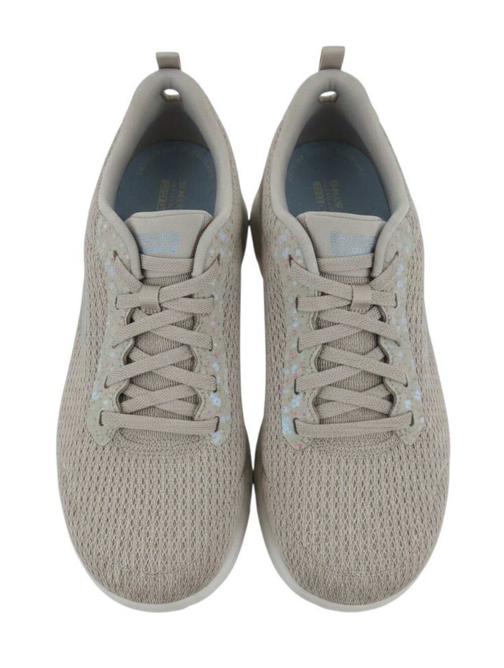 Skechers GOwalk Women's Light Beige Knit Lace-Up Sneakers with Pink Accents